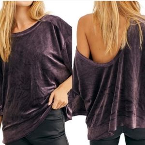 We The Free Women Valerie Velvet Scooped Back Oversized Shirt Purple, Medium